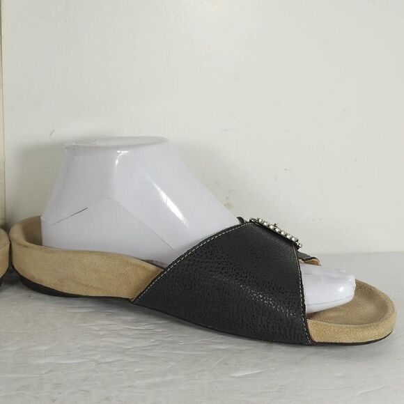 Spring Step L'artiste Women's EU40 US9-9,5 Black Leather One Strap Slide Sandals - Picture 6 of 13